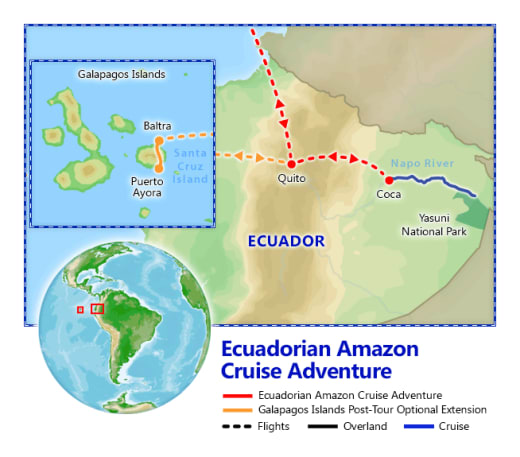 Ecuadorian Amazon Cruise Adventure map