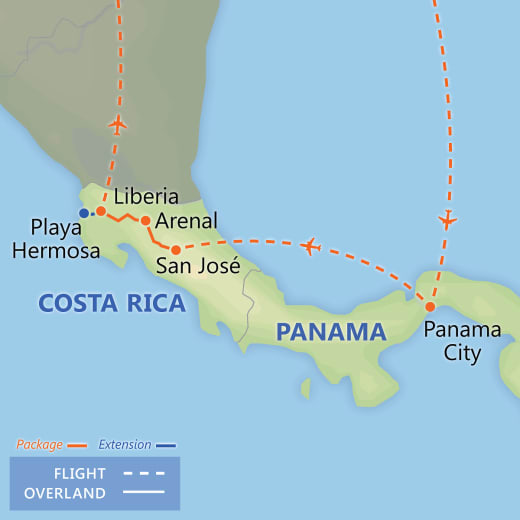 Panama & Costa Rica Express map