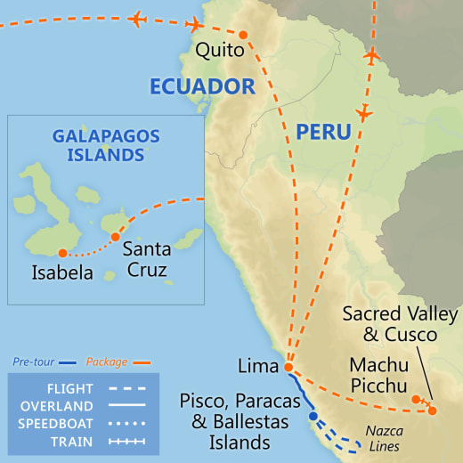 Peru, Galápagos Islands & Quito map