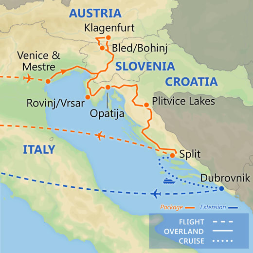 Discover the Adriatic: Croatia & Slovenia with Venice map