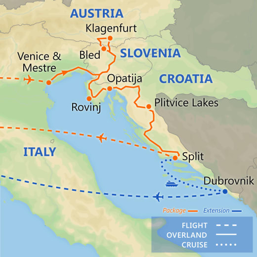 Discover the Adriatic: Croatia & Slovenia with Venice map