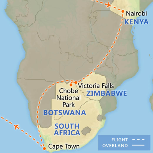 Highlights of Southern Africa map