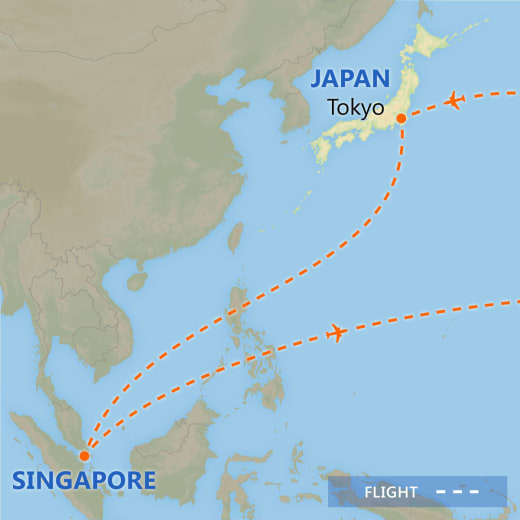 Singapore & Tokyo Adventure map