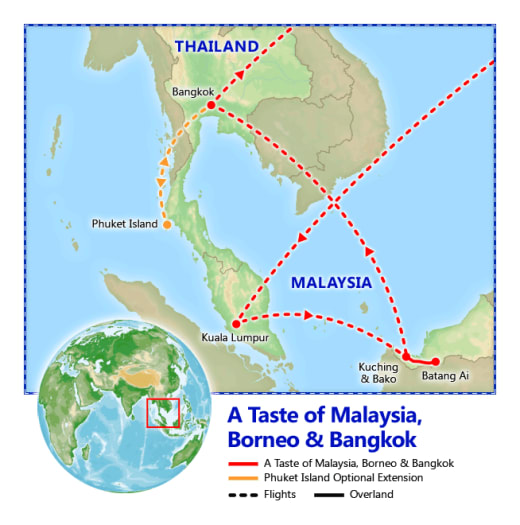 A Taste of Malaysia, Borneo & Bangkok map