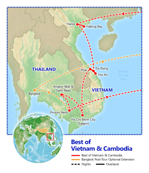 Best of Vietnam & Cambodia map