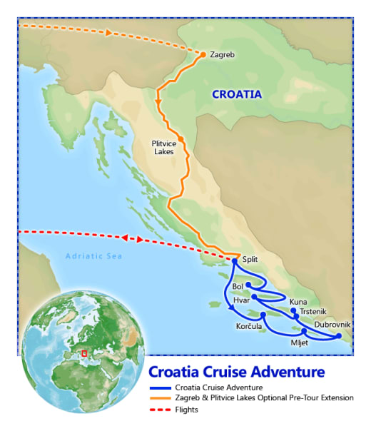 Croatia Cruise Adventure map