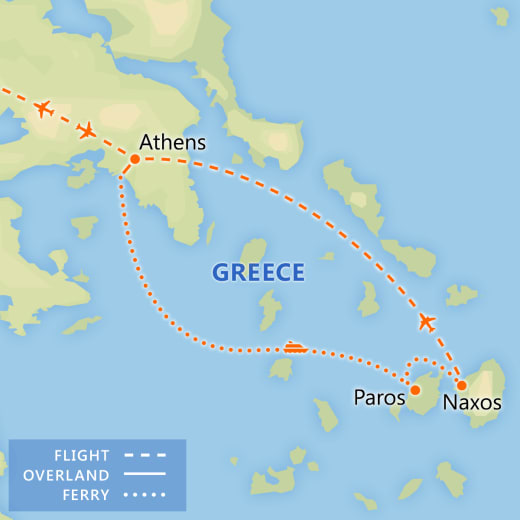 distance from athens to paros by ferry