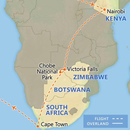 Highlights of Southern Africa map
