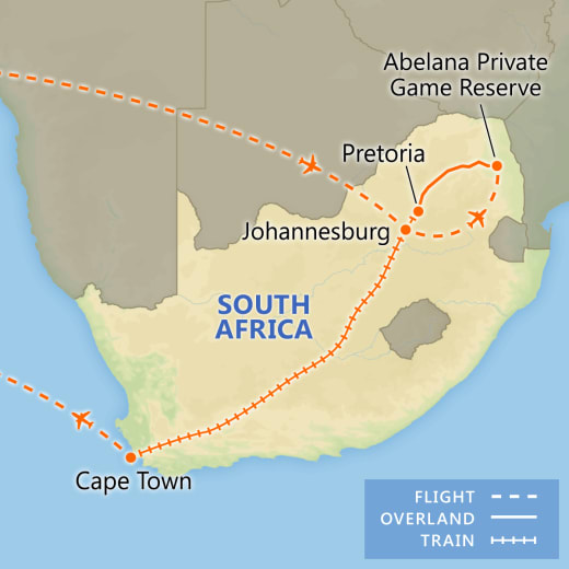 Incredible South Africa with Rovos Luxury Train map