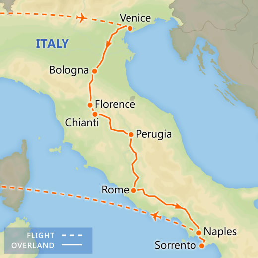 Italian Treasures & Sorrento map