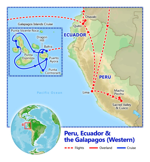 Peru, Ecuador & Galapagos Cruise map