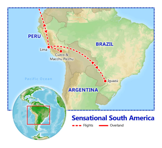 Sensational Peru & Iguazu Falls map