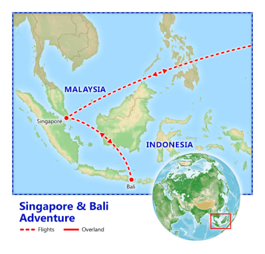 Singapore & Bali Adventure map