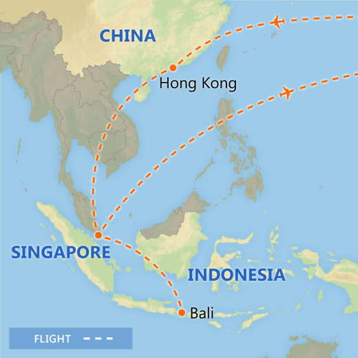 Singapore, Hong Kong & Bali Adventure map