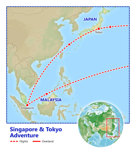 Singapore & Tokyo Adventure map