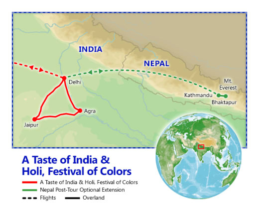 A Taste of India & Holi, Festival of Colors map