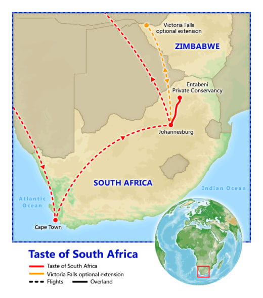 A Taste of South Africa map