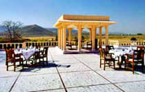 Al fresco dining on the Dev Vilas patio