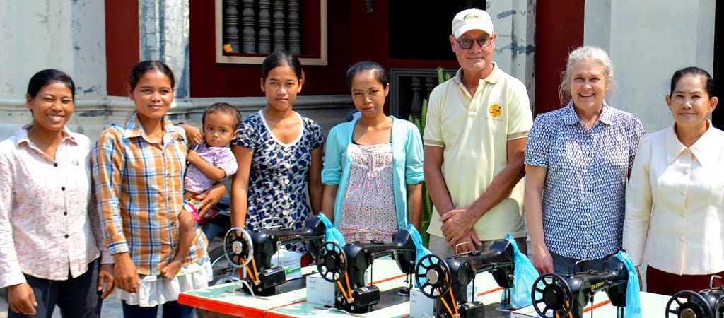 Scott & Chris Coats (2nd & 3rd from right) of the Trailblazer Foundation in Cambodia