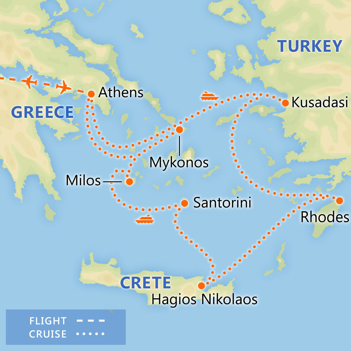 greek isles cruise map