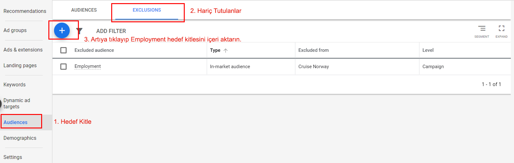 Google Ads Kampanyalarında "Employmen" Hedef Kitlesini Hariç Tutma Google Ads Kampanyalarında "Employmen" Hedef Kitlesini Hariç Tutma