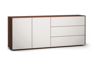 sideboard s503 farbglas RAL9010 a1w nussbaum dgl