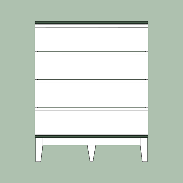 Schematische Darstellung der Sideboard-Serie S100 mit Untergestell, sichtbarer Ober- und Unterboden
