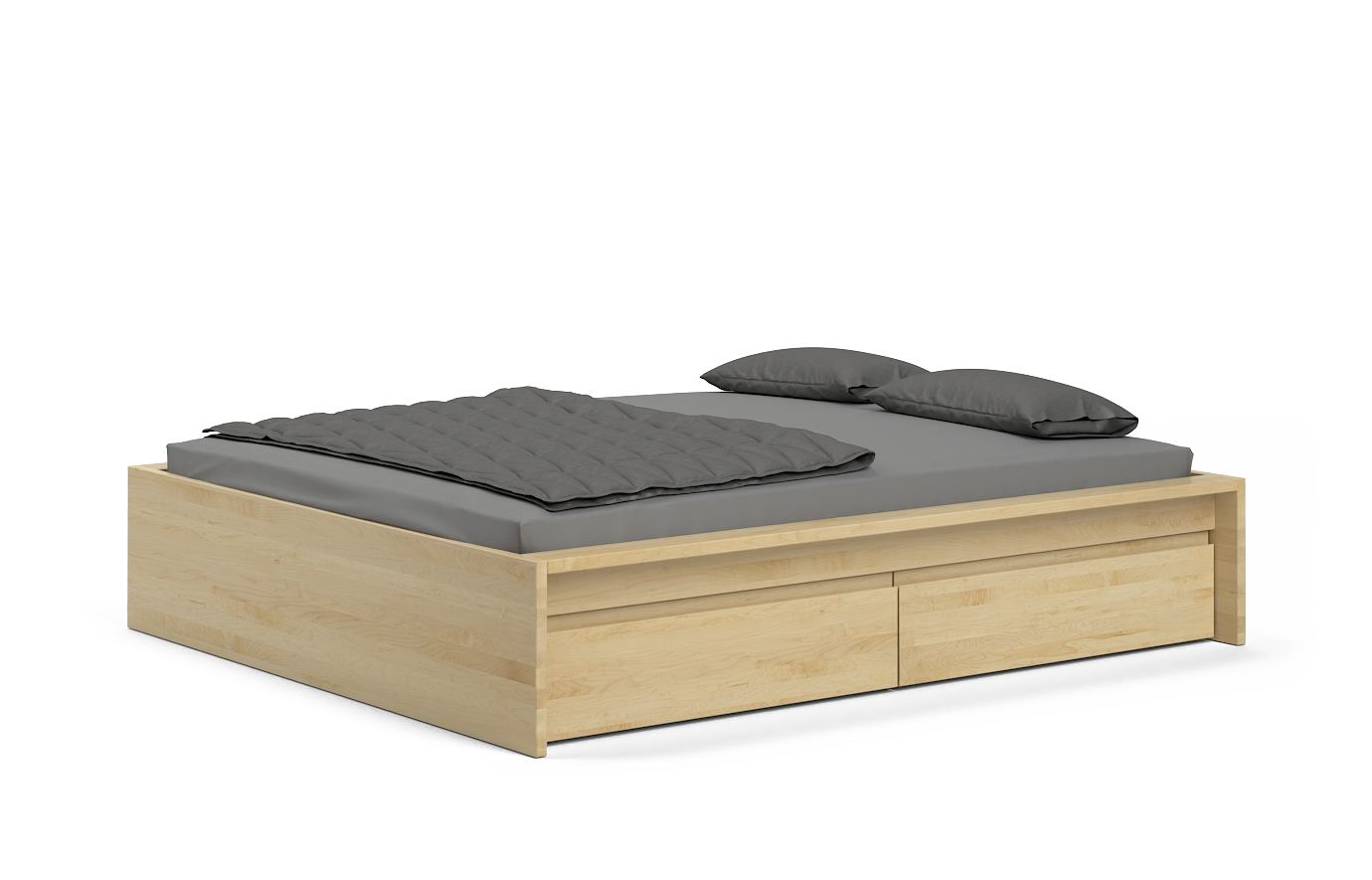 KOMHTOM Bett Truhe, 140 x 200 cm mit Kopfteil, gepolstertes Doppelbett mit  Stauraum unter Bett, Bettgestell, Lattenrost aus Holz (ohne Matratze)