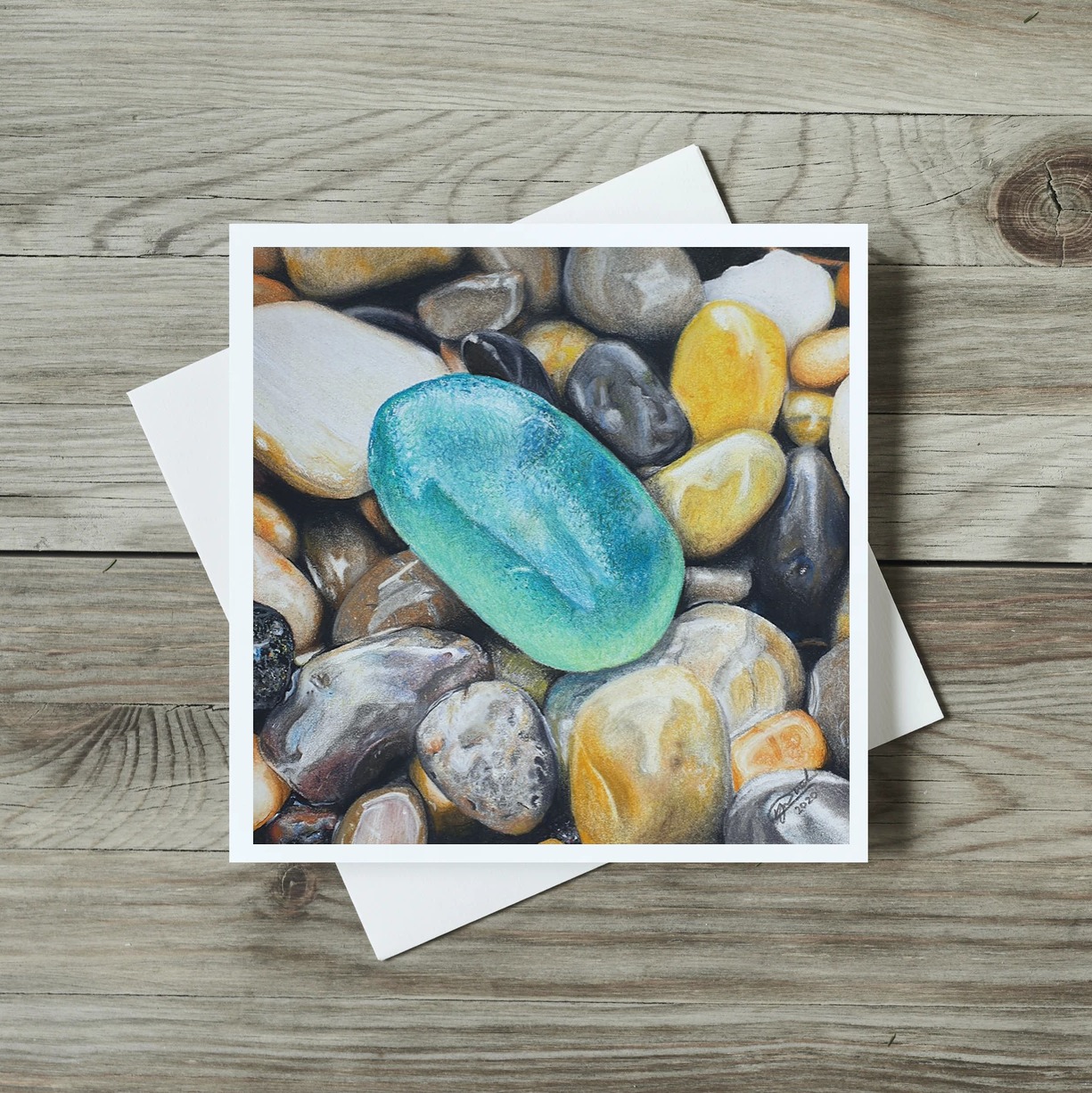 Sea glass pastel drawing A print of a sea glass pastel drawing