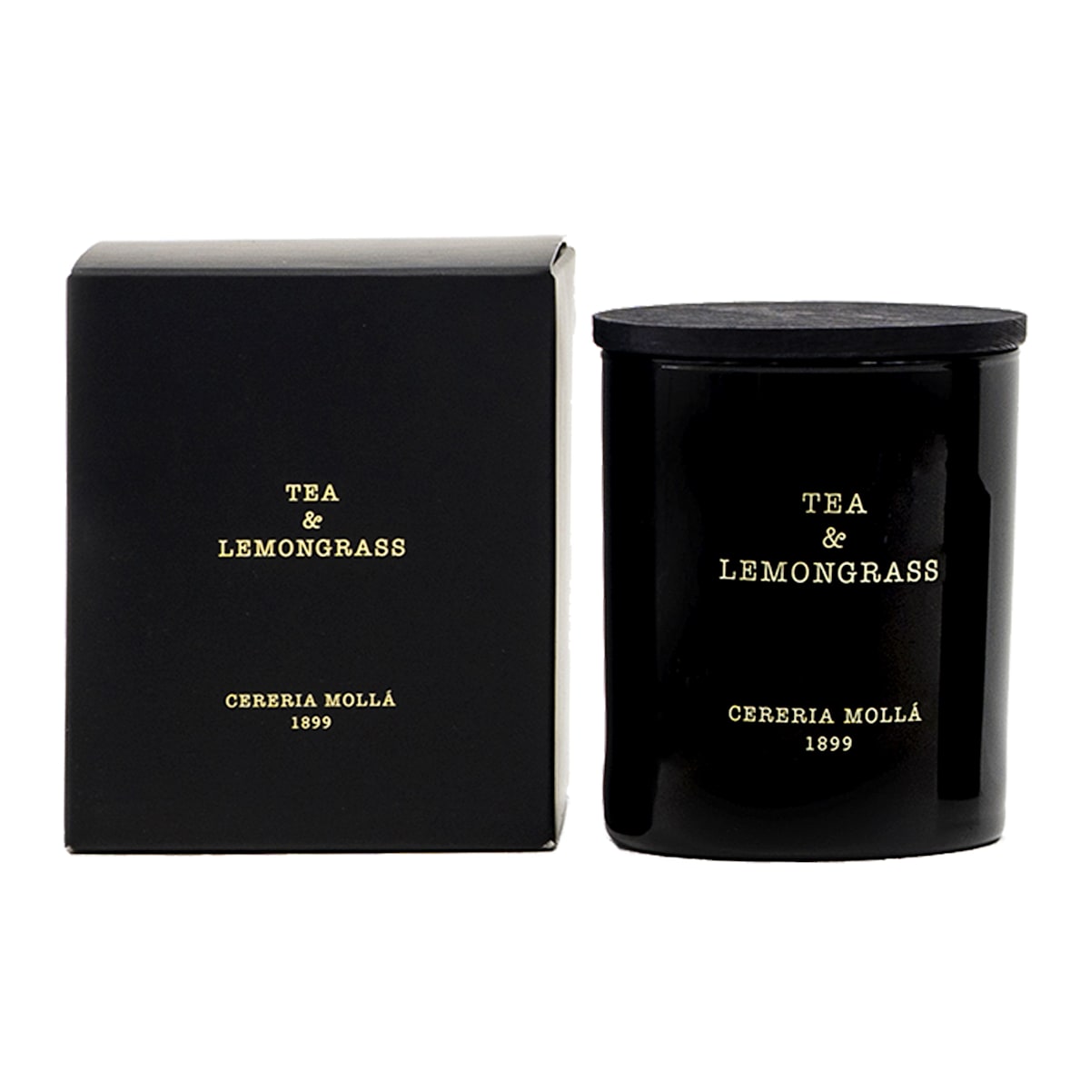 Vela perfumada en vaso negro tea & lemongrass