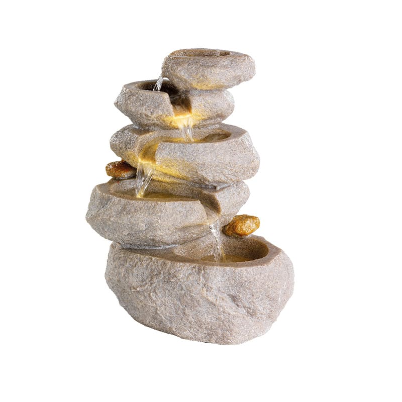 Fuente De Interior Pajoma Floating Stones – Poliresina, 25 Cm, Efecto Agua Relajante, Color Gris
