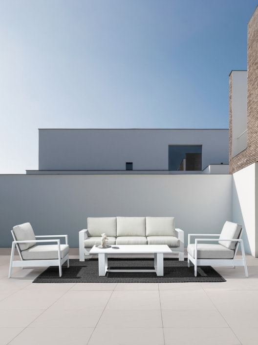 Conjunto de jardín Bizzotto BALTIC de aluminio blanco/gris claro
