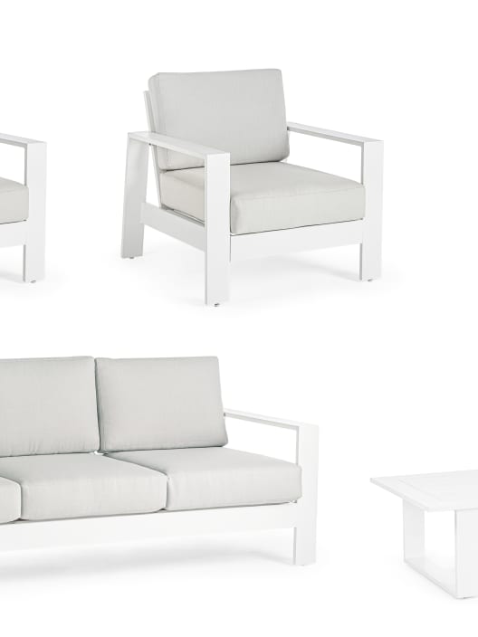 Conjunto de jardín Bizzotto BALTIC de aluminio blanco/gris claro