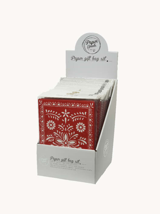 Bolsa de Regalo roja con Motivos Navideños blancos (Sin asas)