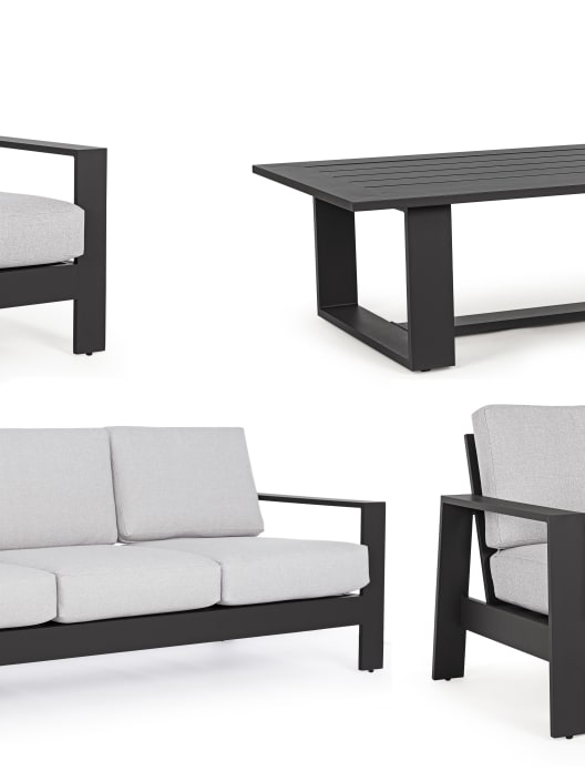 Conjunto de jardín Bizzotto BALTIC de aluminio antracita/gris claro