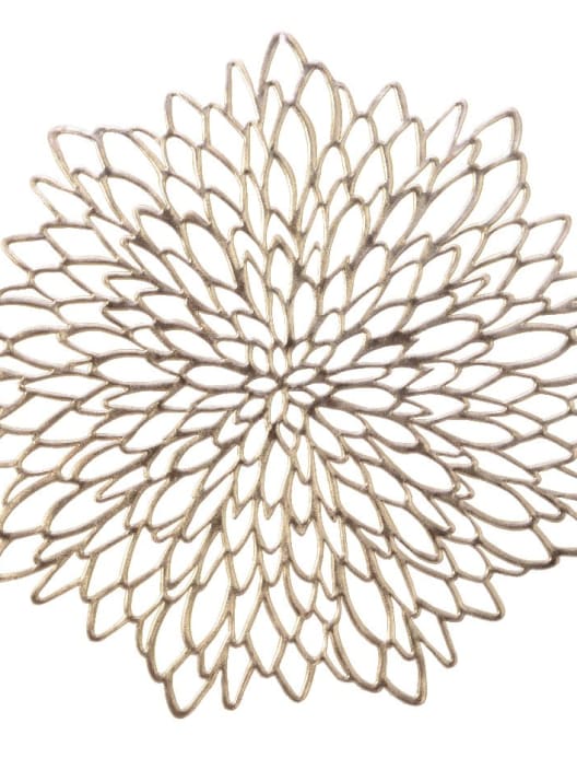 Mantel Individual en Forma de Flor champagne con brillo