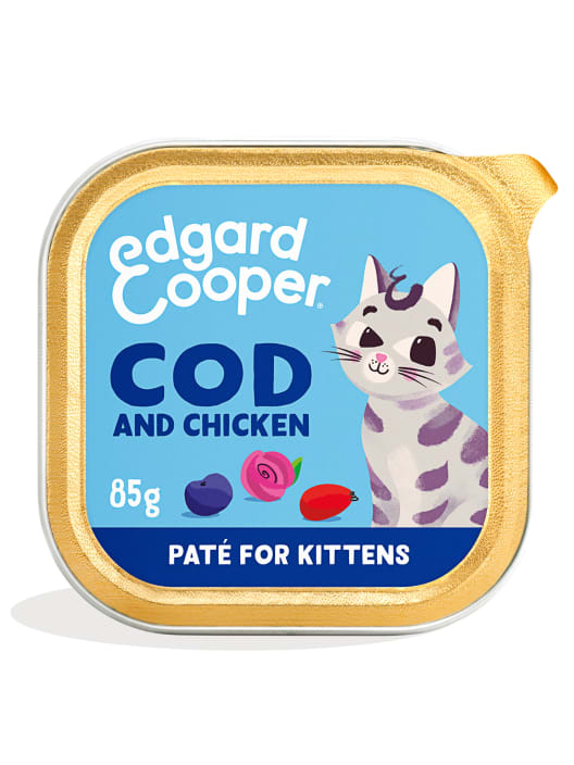 Paté natural de pollo y bacalao (para gatitos) Edgard&Cooper
