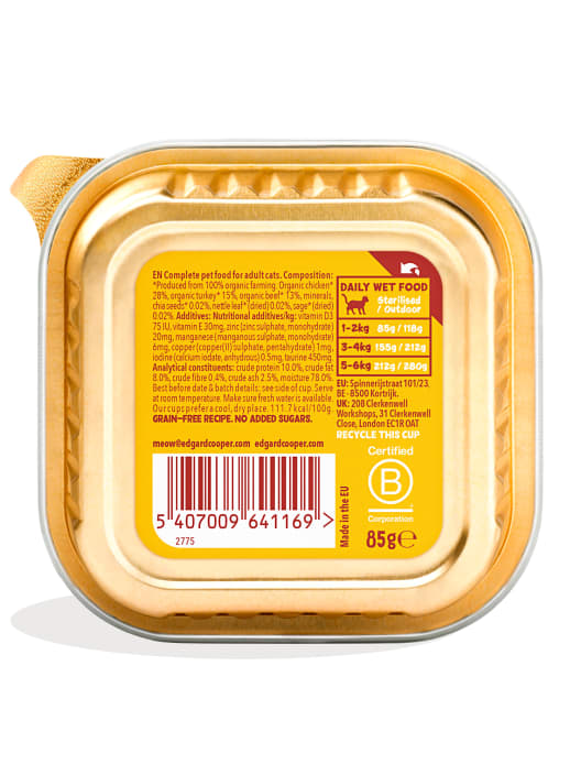 Paté ecológico de pavo (para gato adulto) Edgard&Cooper