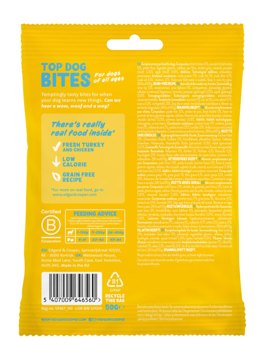 Bocaditos de pavo y pollo frescos (pequeños) Edgard&Cooper