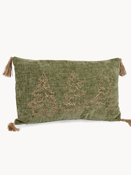 Cojín con Flecos 'Herbert' Diseño Abetos de Navidad