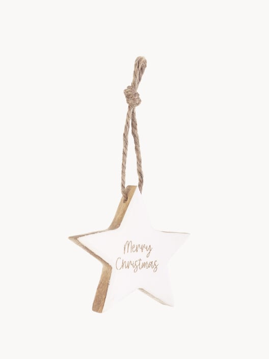 Adorno para regalo estrella de madera blanca