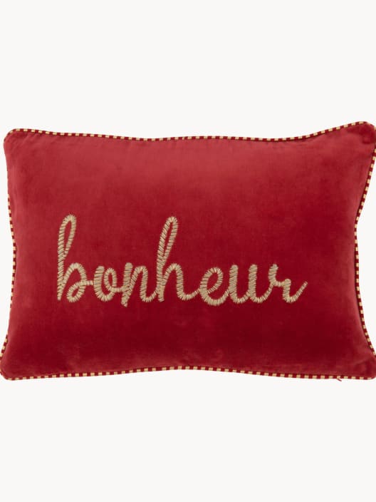 Cojín Navideño de Terciopelo rojo 'Bonheur'