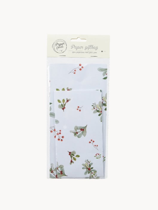 Bolsas de Regalo de Papel con Diseño de Motivos Navideños de Acebo (Sin asas)