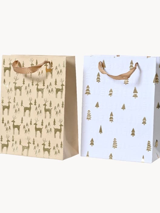 Bolsa de Regalo con Motivos Navideños dorados