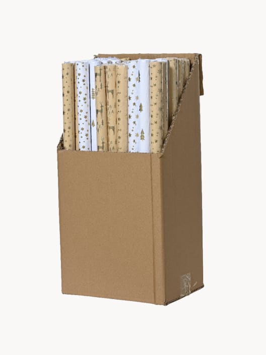 Rollo de Papel de Regalo con Motivos Navideños dorados con brillo