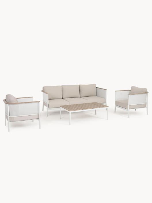 Conjunto de jardín Bizzotto ULISES 4 piezas madera natural/beige/blanco