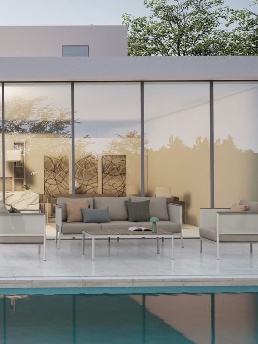 Conjunto de jardín Bizzotto ULISES 4 piezas madera natural/beige/blanco