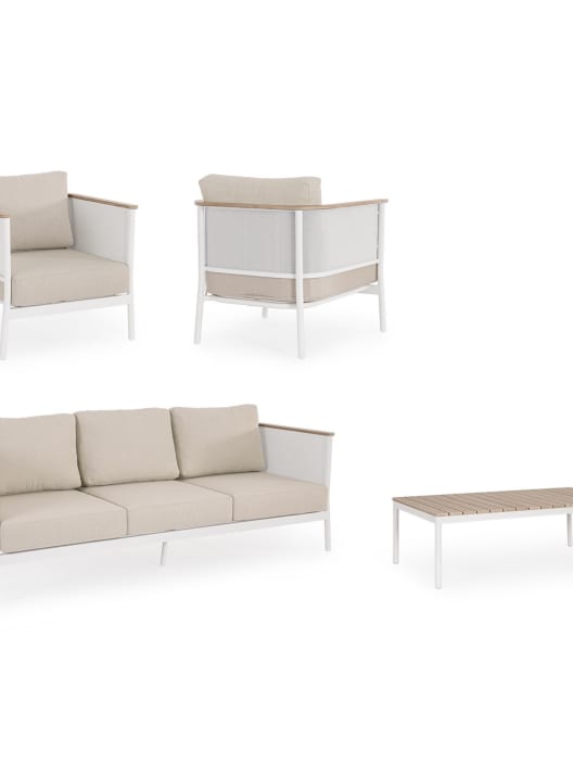 Conjunto de jardín Bizzotto ULISES 4 piezas madera natural/beige/blanco