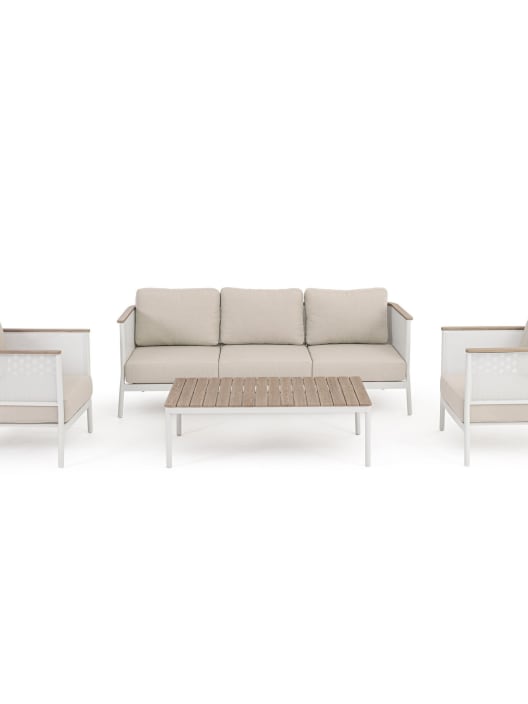 Conjunto de jardín Bizzotto ULISES 4 piezas madera natural/beige/blanco