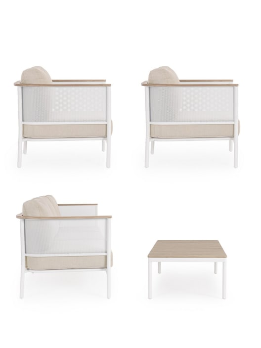 Conjunto de jardín Bizzotto ULISES 4 piezas madera natural/beige/blanco